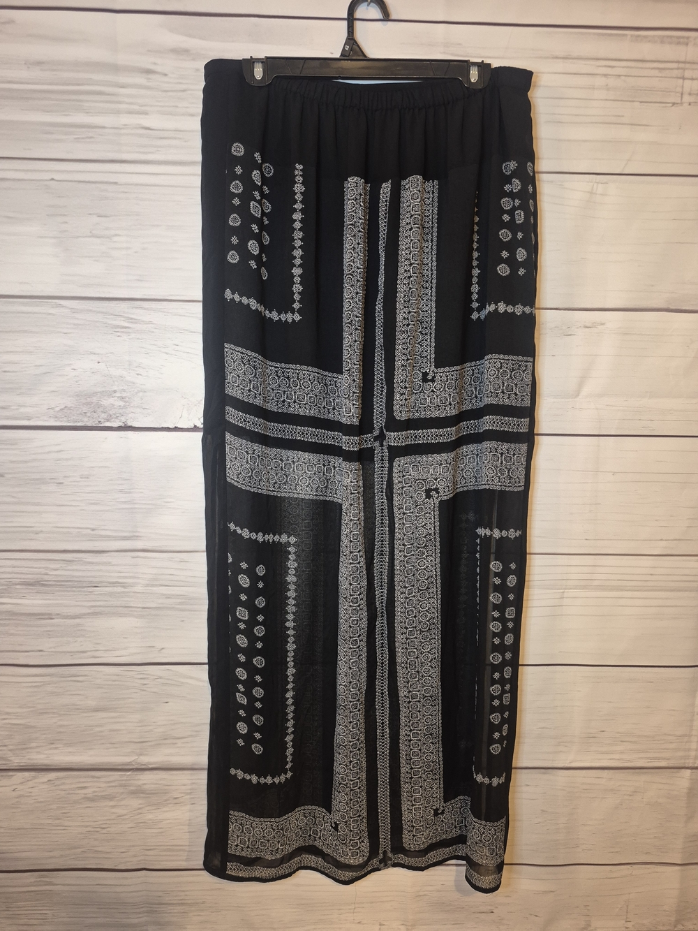 Madewell '2013' Black Boho Maxi Skirt with Geometric Print Double Slit Large - Picture 7 of 12